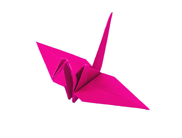 istock origami pink paper bird on white background 178791704