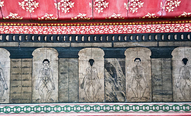 istock paintings in temple Wat Pho teach Acupuncture 178792413