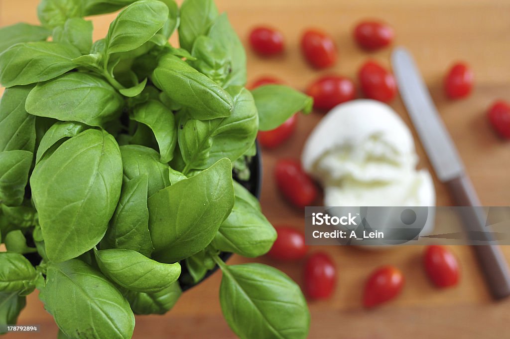 Ingredientes de ensalada caprese - Foto de stock de Aceite de oliva libre de derechos