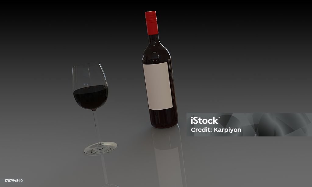 Bouteille de vin rouge dans un verre isolé - Photo de Abstrait libre de droits