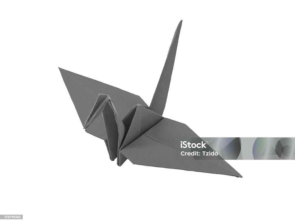 Pássaro de papel origami cinzento sobre fundo branco - Royalty-free Amor Foto de stock