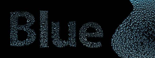 istock Blue made of water drops, background on black 178796452