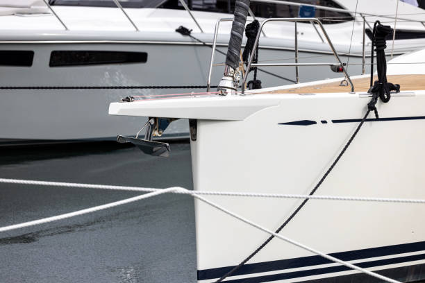 Low angle view of anchor with clear sky
