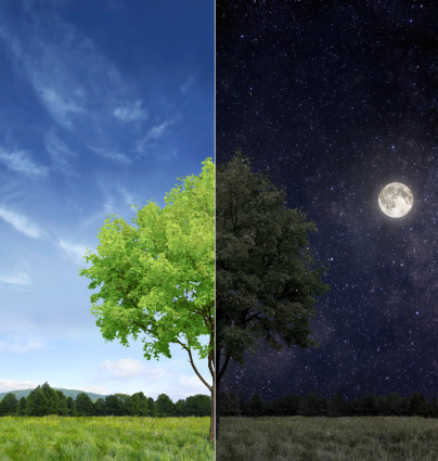 Conceptual image of day and night opposition