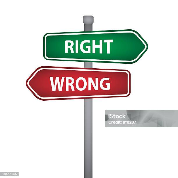 Sign Post With Both Right And Wrong Signs Stock Illustration - Download Image Now - Abstract, Business, Cancellation