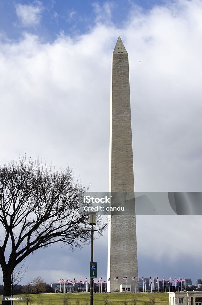 Washington Monument, D.C. - Lizenzfrei Amerikanische Flagge Stock-Foto