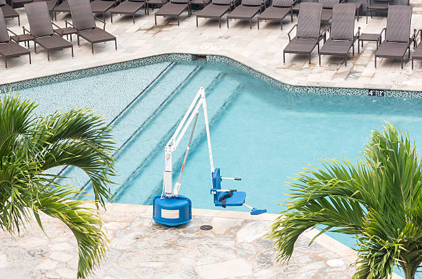 istock Disabled person pool lift by swimming 178801005