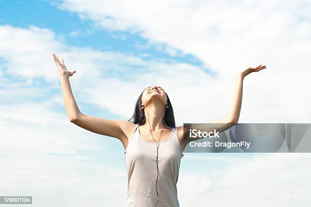 Cheerful Young Woman Stock Photo - Download Image Now - 20-24 Years, 20-29 Years, Achievement