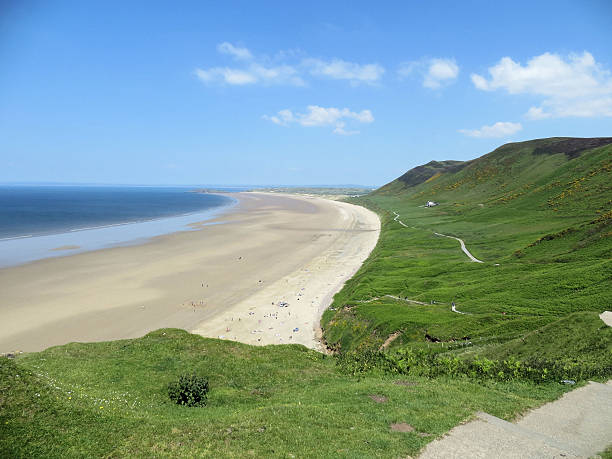 Rhossili down View along Rhossili down rhossili bay stock pictures, royalty-free photos & images