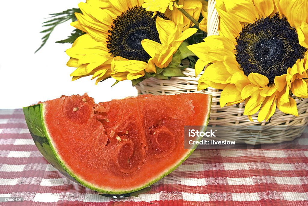 Sonnenblume und Wassermelone slice - Lizenzfrei Blumenbouqet Stock-Foto