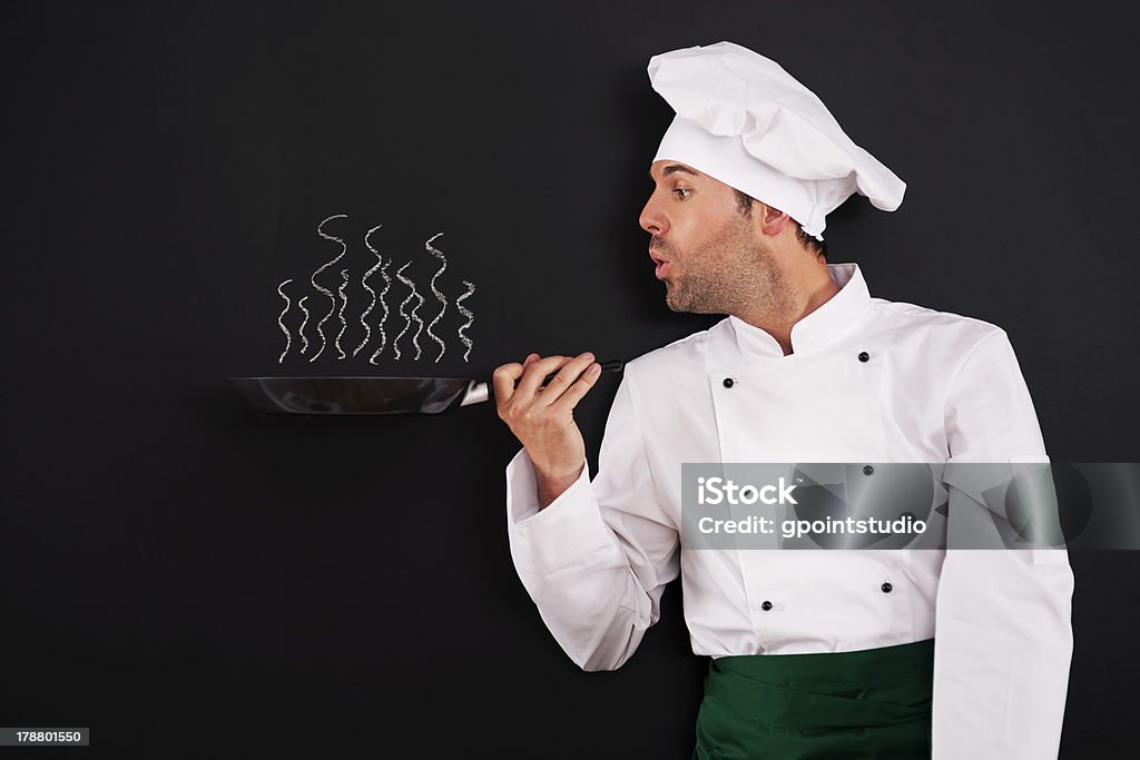 Chef mandar fumo do recipiente - Royalty-free Adulto Foto de stock