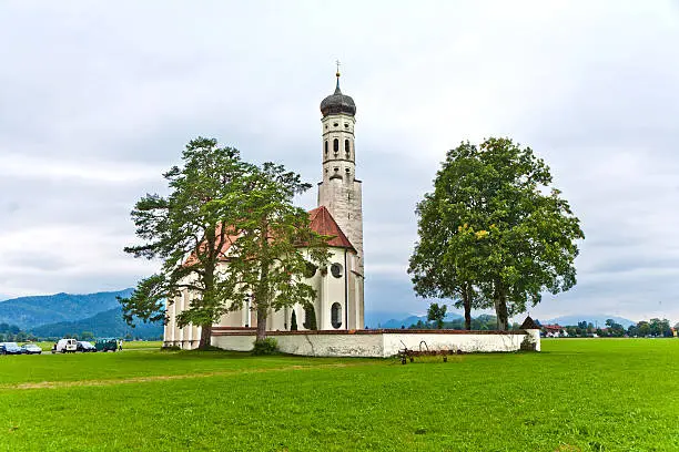 typical bavarian landscape with a chapel