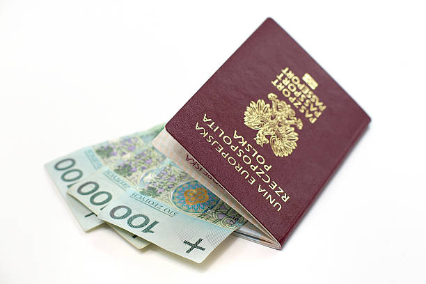 istock Polish passport with banknotes 178801719