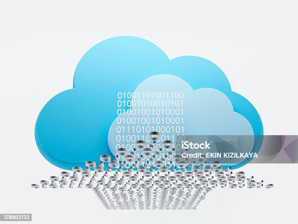 Cloud Computing Downloading Binary Codes Stock Photo - Download Image Now - Arrow Symbol, Big Data, Binary Code