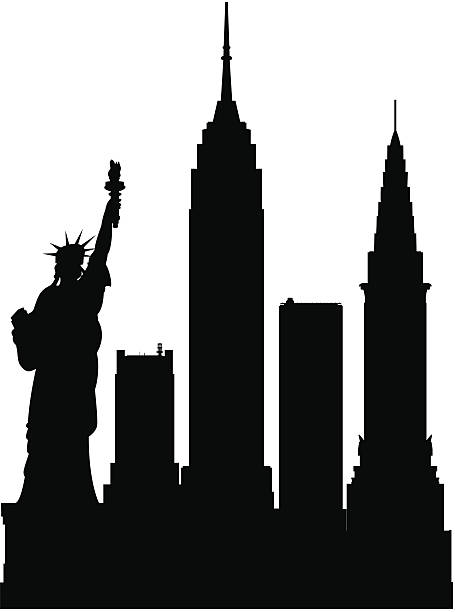 ilustrações, clipart, desenhos animados e ícones de nova york (cada edifício é móvel e completa) - new york city skyline silhouette manhattan