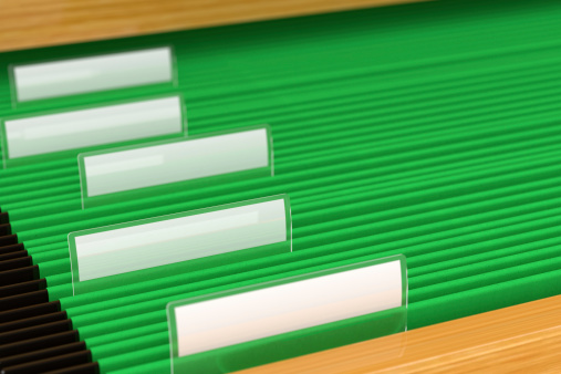 Green File Folders with blank tags on them