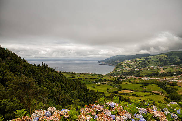 The volcanic hills on Sao Miguel island, Azores, Portugal