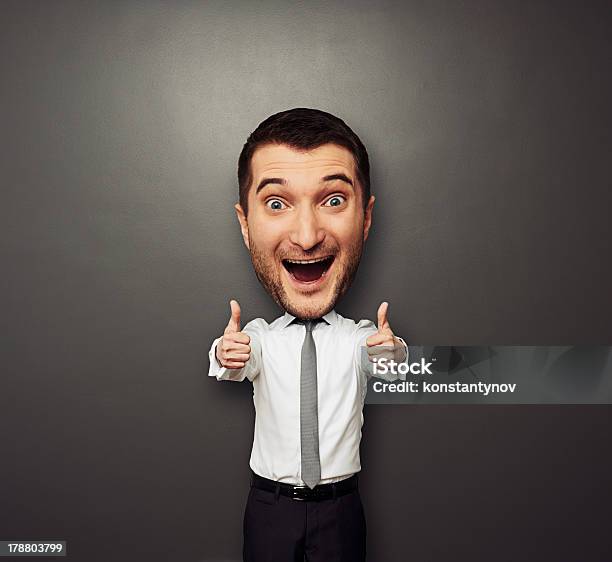 Happy Businessman With Big Head Laughing Stock Photo - Download Image Now - Large, Men, Surprise