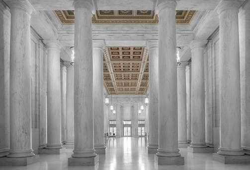 Ionic Columns at Jefferson Memorial in Black and White, Washington DC