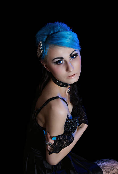 istock Gothic woman with blue hairs 178804572