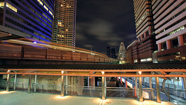 istock Light trail of BTS skytrain at twilight 178804822