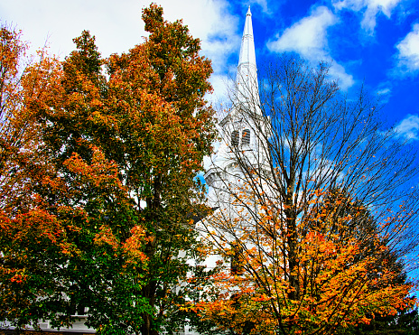 Bennington Vermont - USA, October 25, 2023. Built in 1805 recognized as the first protestant church in Vermont and Considered Vermont's colonial shrine.