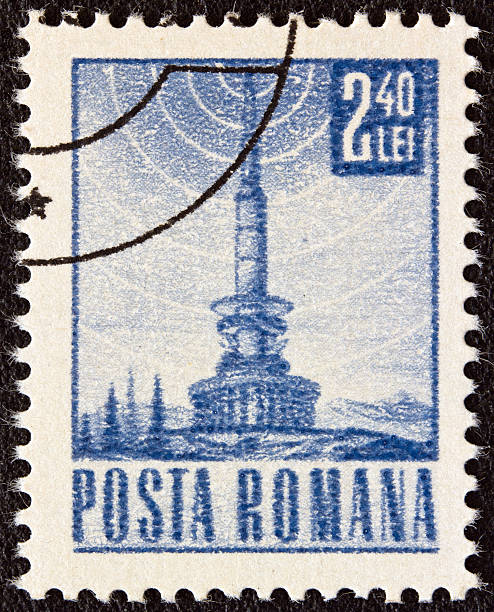 istock Romanian stamp shows a T.V. relay station (1967) 178805595