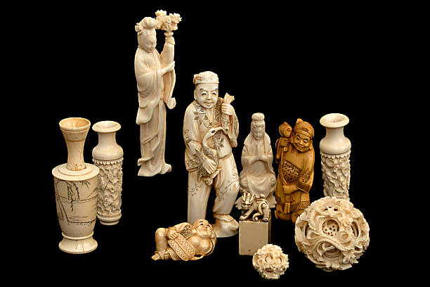 Ivory figurine china japan stock photo