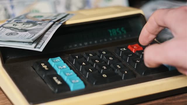 Counting on an Old Vintage Calculator