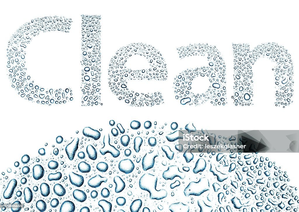 Limpia hecho, fondo de gotas de agua sobre fondo blanco - Foto de stock de Azul libre de derechos