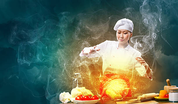 istock Asian female cooking with magic 178807824