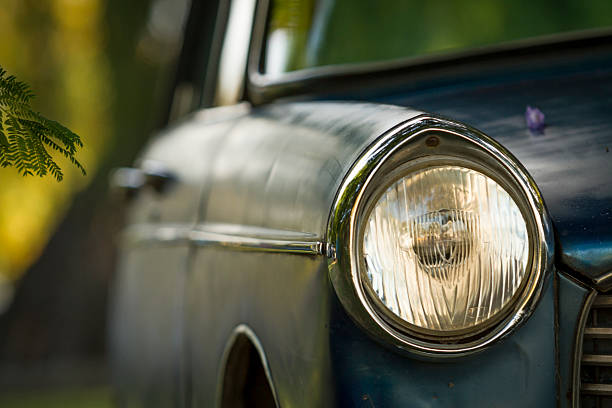 istock Old classic blue car parking, vintage style. 178808252