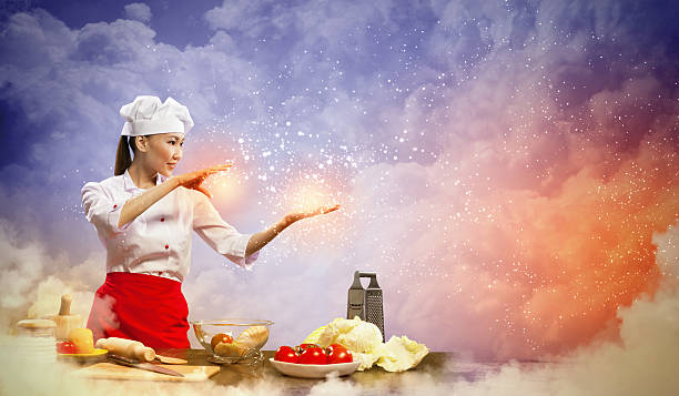 istock Asian female cooking with magic 178808556
