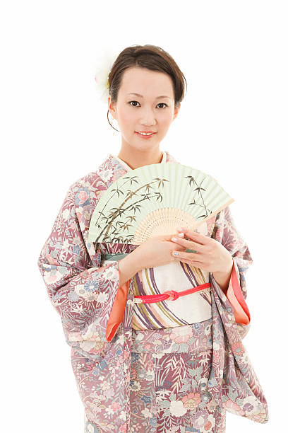istock Kimono woman with fan 178809828