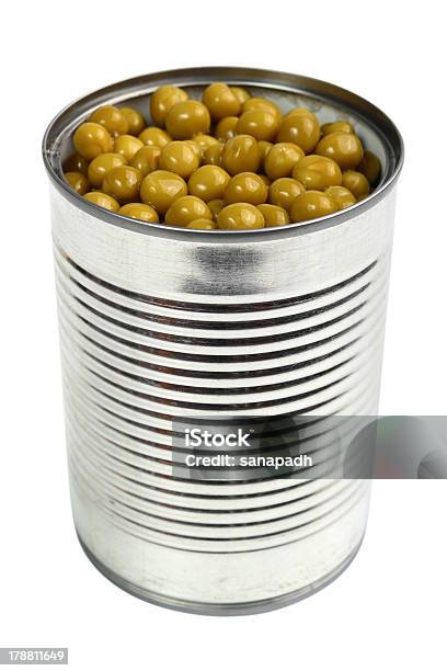 Canned Green Peas Stock Photo - Download Image Now - Lentil, Airtight, Can