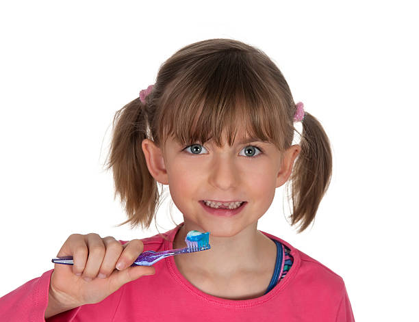 dziewczynka szczotkowanie zębów - mundhygiene zdjęcia i obrazy z banku zdjęć