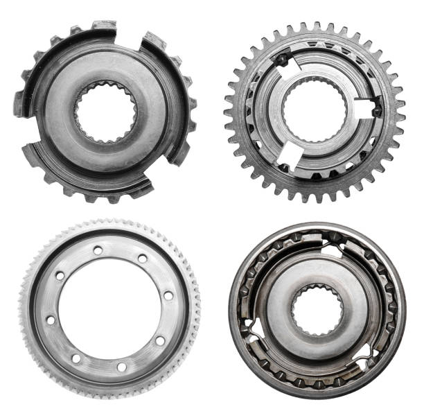 istock Set with different stainless steel gears on white background, top view 1788117603