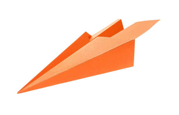 istock Handmade orange paper plane isolated on white 1788118210