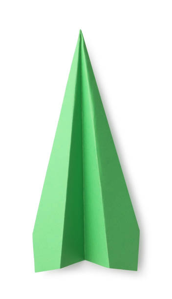 istock Handmade green paper plane isolated on white, top view 1788118712