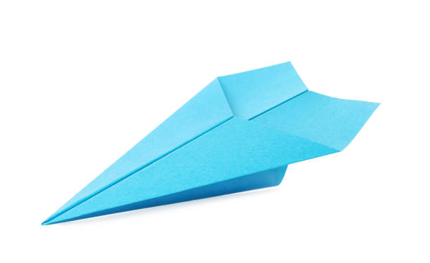 istock Handmade light blue paper plane isolated on white 1788118741
