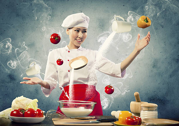 istock Asian female cooking with magic 178813013