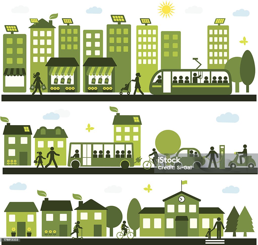 Sustainable City Sustainable ways of transportation City stock vector