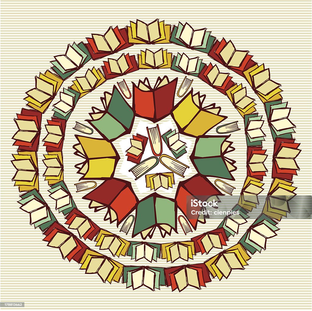 Ícones de educação livros composição - Vetor de Mandala royalty-free