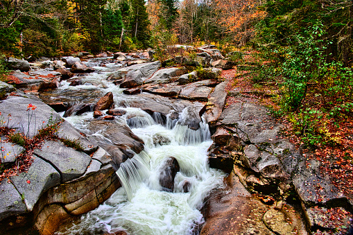 Ammonoosuc Falls in autumn. New Hampshire.