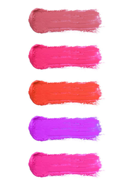 istock Smears of different beautiful lipsticks on white background, top view 1788141351