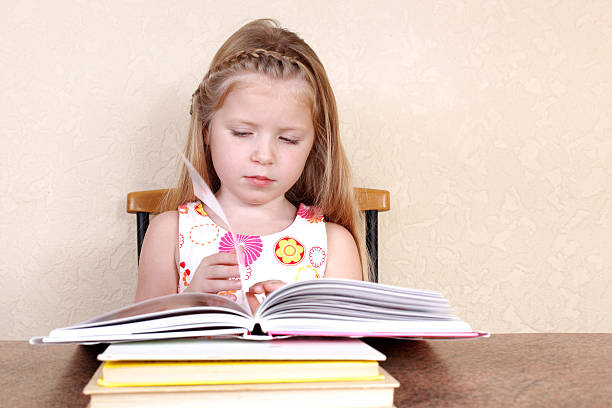 istock Little girl reading book 178814141