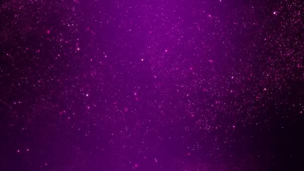Abstract Ambient Flyer Background of Swirling Luminous Purple Particles Abstract ambient swirling luminous purple particles flyer background. Relaxing concept 3D illustration wallpaper backdrop. Magic psychedelic shimmering sparkle dust showcase and copy space backplate vj loop stock pictures, royalty-free photos & images