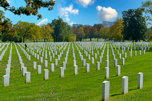 Rows of heroes buried at Arlington National Cemetery in Virginia, some dating from the American Civil War