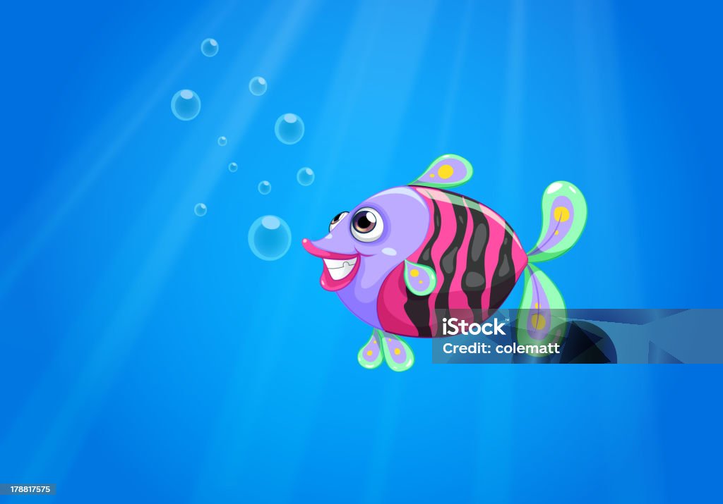 Coloridos peces sonriendo Bajo del mar - arte vectorial de Aire libre libre de derechos