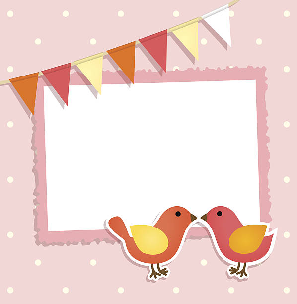 ilustrações de stock, clip art, desenhos animados e ícones de cartão de natal festivo com bandeiras e aves - newborn animal audio